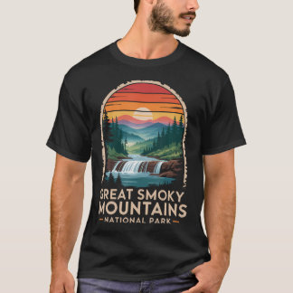 T-shirt Grandes montagnes fumées Crépuscule Rétro Cascade