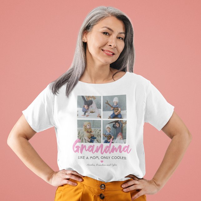 T-shirt Grandma 4 photo personnalisée (Créateur téléchargé)