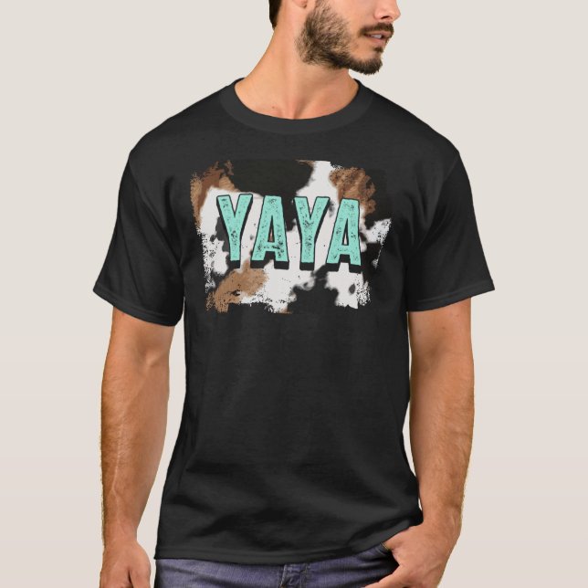 T-shirt Grandma Yaya Cow Print Best Grandmother Mother's D (Devant)