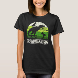 T-shirt Grandmasaurus T Rex 2 Deux enfants Dinosaure Fête