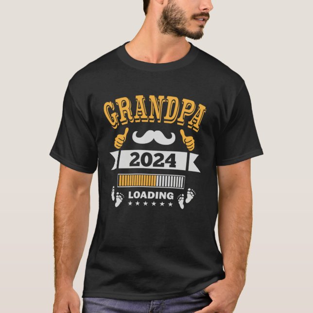 T-shirt Grandpa 2024 Loading Soon To Be Dad Pregnancy Anno (Devant)