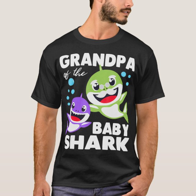 T-shirt Grandpa Of The Baby Shark Birthday Grandpa Shark (Devant)