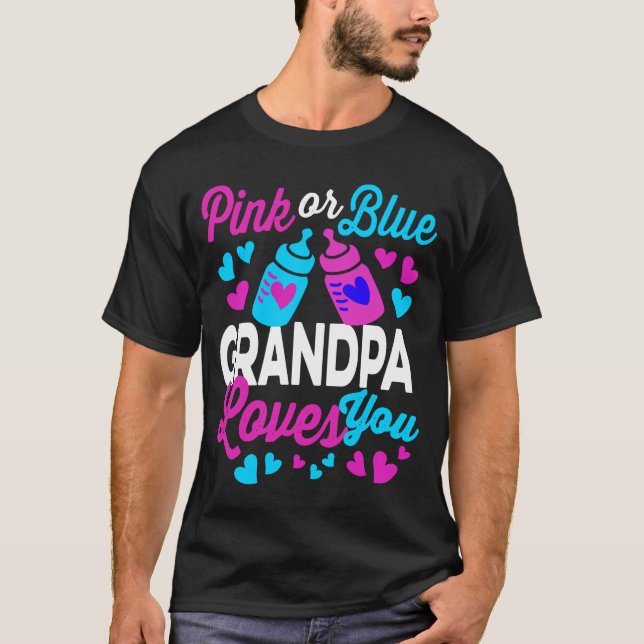 T-shirt GRANDPA rose ou bleu vous aime Parents-to-be cadea (Devant)