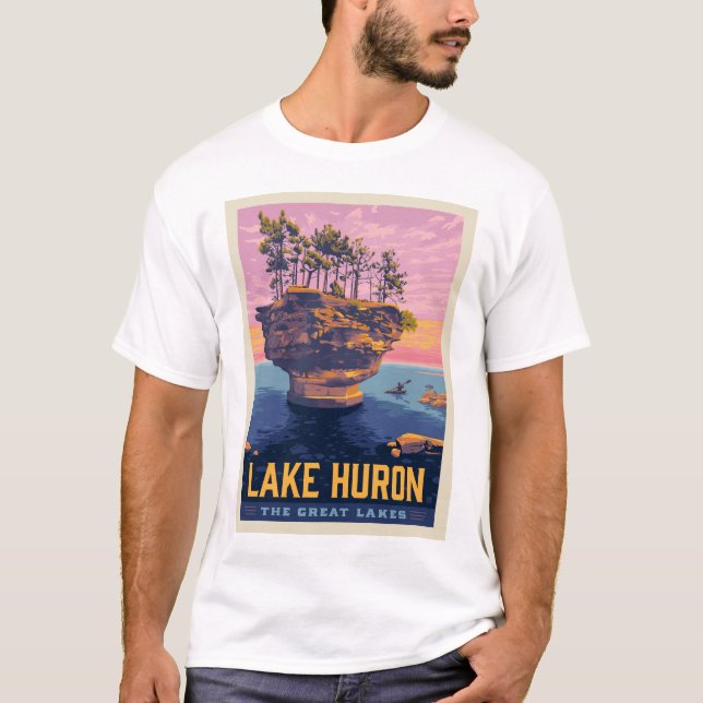 T-shirt Grands Lacs | Lac Huron (Devant)