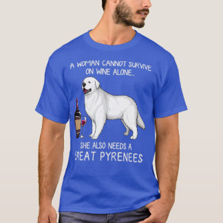 T-shirt Grands Pyrénées et vin Chien amusant