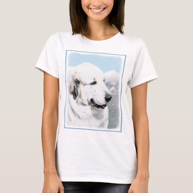 T-shirt Grands Pyrénées peignant - art original de chien (Devant)