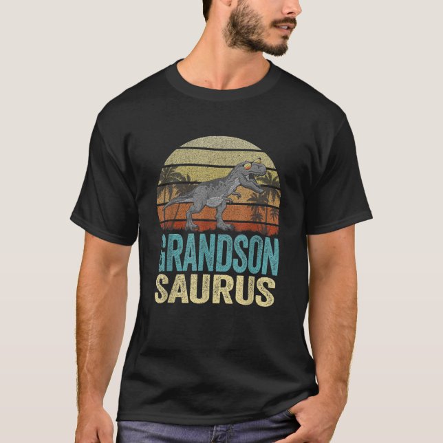 T-shirt Grandsonsaurus T Rex Dinosaur Grandson Saurus Matc (Devant)