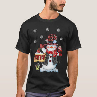 T-shirt Grangran Snowman Sucre de canne de Noël Red Plaid