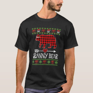 T-shirt Granny Bear Père Noël Red Plaid Family Pajamas Pou