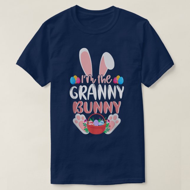 T-shirt Granny Bunny  Grandma Easter Bunny Colourful Eggs  (Design devant)