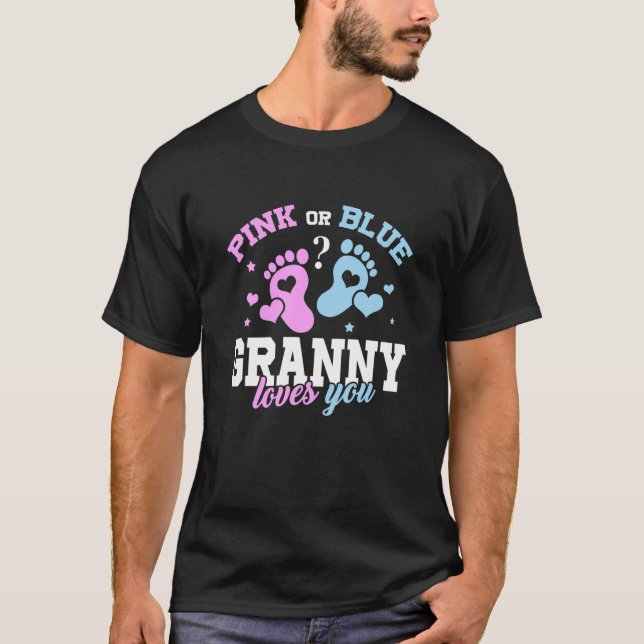 T-shirt Granny Rose Ou Bleu Vous Aime Bébé Genre Révéler P (Devant)
