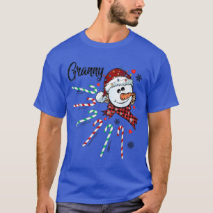 T-shirt Granny Snowman Sucre de canne Noël Noël Noël Noël 