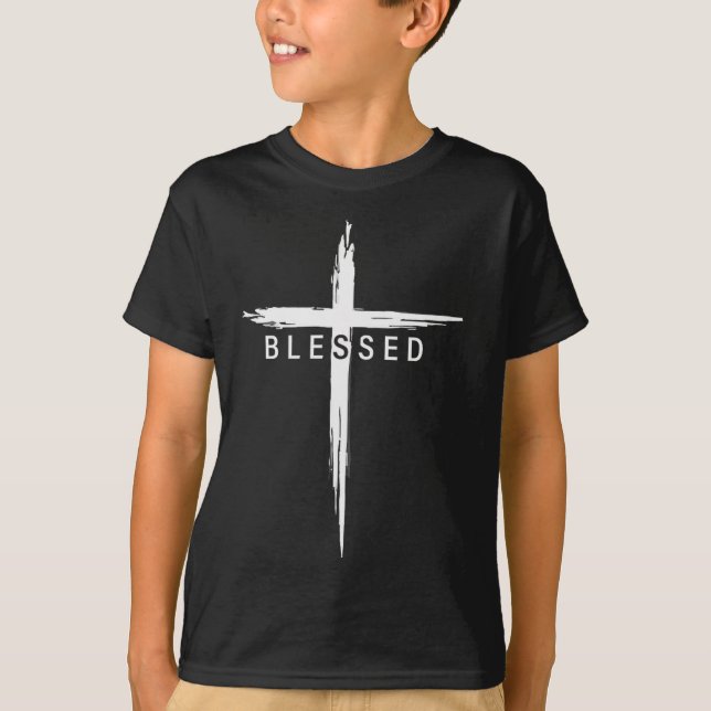 T-shirt Graphic Christian Cross Jesus Christ Men Women Ble (Devant)