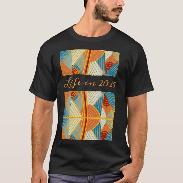 T-shirt Graphic Life in 2026 Abstract Lines & Curves (Devant)