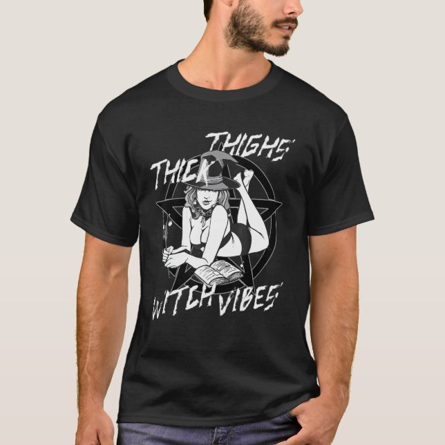 T-shirt Graphic Thick Thighs Witch Vibes Halloween Women G (Devant)