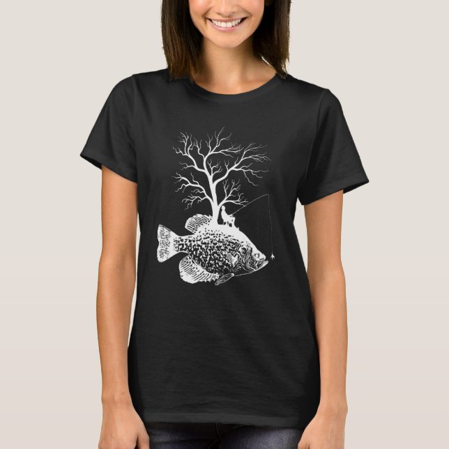 T-shirt Graphic Tree Fishing Rod  Fish Crappies 1 (Devant)