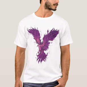 T-shirt graphique à l'oiseau phénix violet volant
