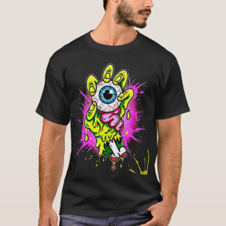 T-shirt graphique à main de zombie Lowbrow