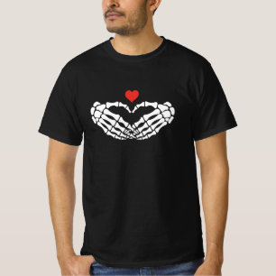 T-Shirt Graphique à Manches avec Cœur de Squelette