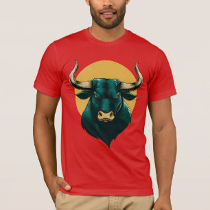 T-shirt graphique à tête de taureau majestueuse –
