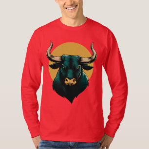 T-shirt graphique à tête de taureau majestueuse –