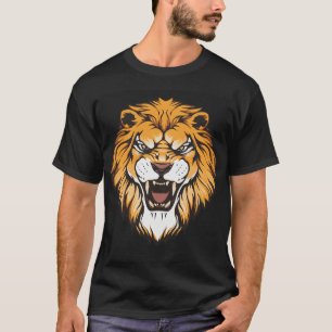 T-Shirt Graphique au Lion Rugissant Féroce