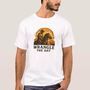 T-shirt Graphique audacieux de cheval à l'aube de l'Ouest 