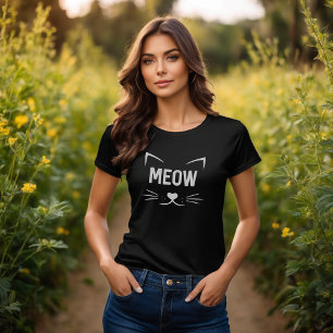T-Shirt Graphique avec Chat Mignon et Tête de Chat