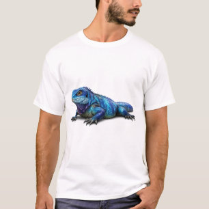 T-shirt graphique avec un lézard Iguane Bleu Vibra