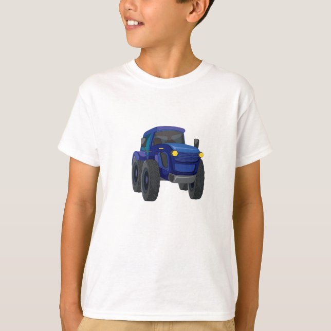T-shirt graphique camion de construction bleu pour (Devant)