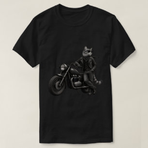 T-Shirt Graphique Chat Motard Noir
