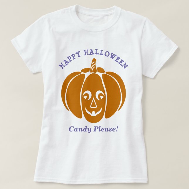 T-shirt Graphique Citrouille d'Halloween Vampire mignon (Design devant)