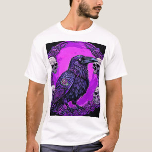 T-shirt Graphique Corbeau Violet Gothique Mode Création