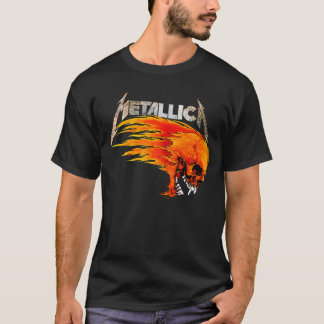 T-shirt graphique crâne enflammé de Metallica 💀🔥
