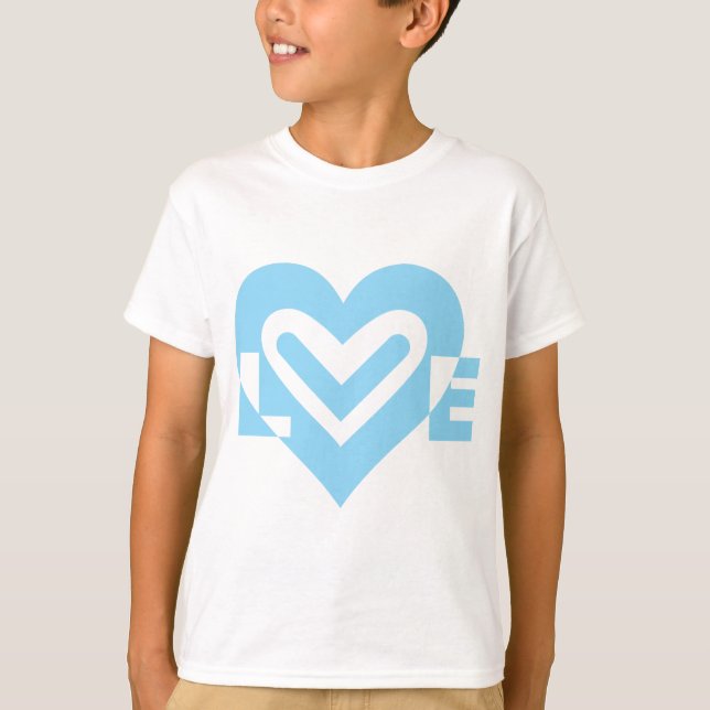 T-shirt Graphique d'amour mignon en bleu (Devant)
