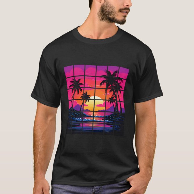 T-shirt Graphique d'art cool hawaïen du coucher de soleil (Devant)
