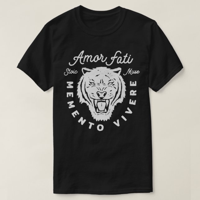 T-shirt Graphique de citation stoïque Amor Fati Tiger (Design devant)