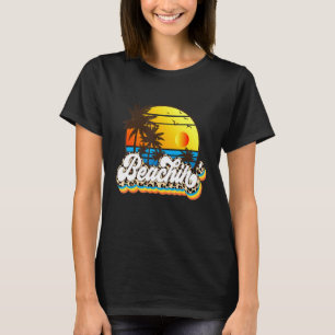 T-shirt Graphique de coucher de soleil de léopard de plage