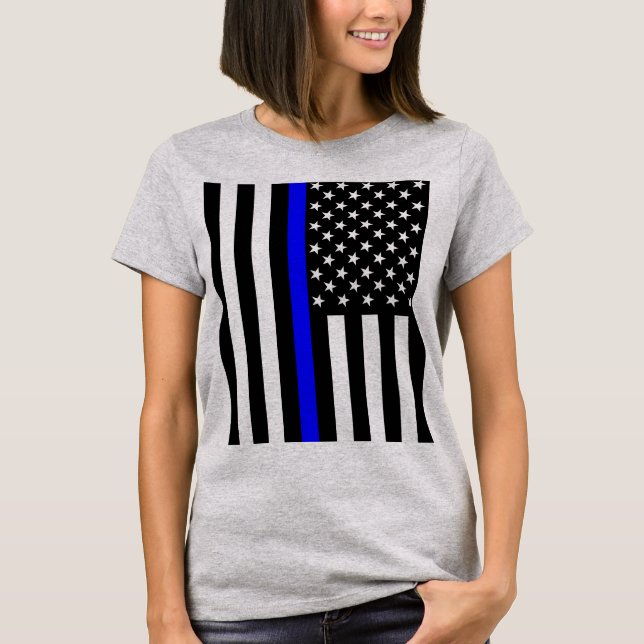 T-shirt Graphique de la ligne bleue mince américaine (Devant)
