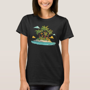 T-shirt graphique de l'île des palmiers tropicaux