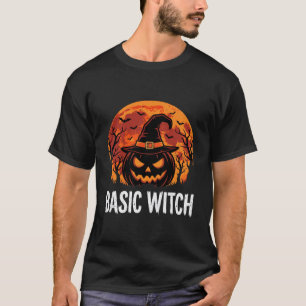 T-shirt Graphique de lune de citrouille de sorcière de bas
