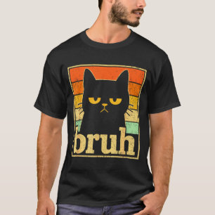 T-shirt Graphique de Mème de Chat Bruh – Mème Rétro de Cha
