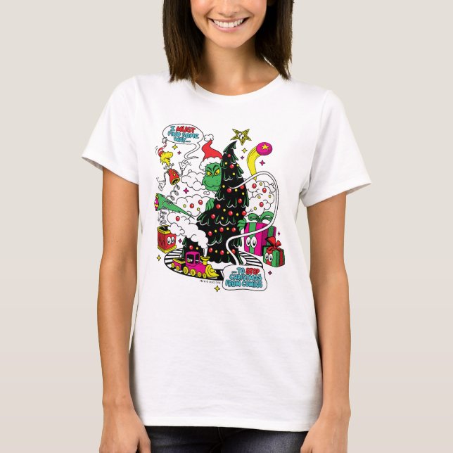 T-shirt Graphique de Noël coloré Grinch (Devant)