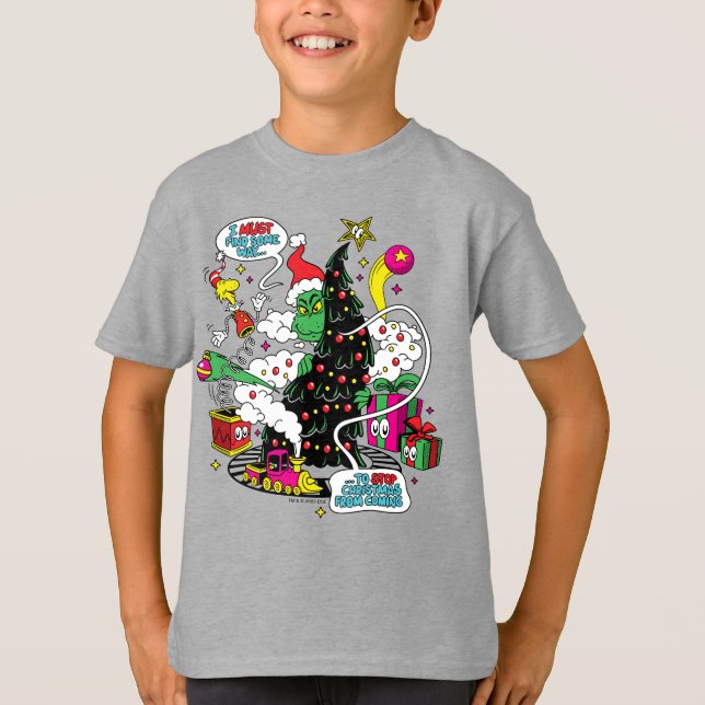 T-shirt Graphique de Noël coloré Grinch (Devant)