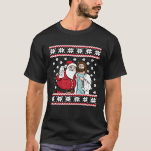 T-shirt Graphique de Noël Père Noël Jesus Jingle Bros Vin