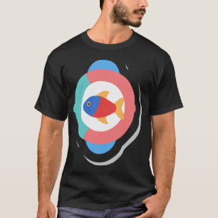 T-shirt Graphique de poisson coloré avec teal et rose circ