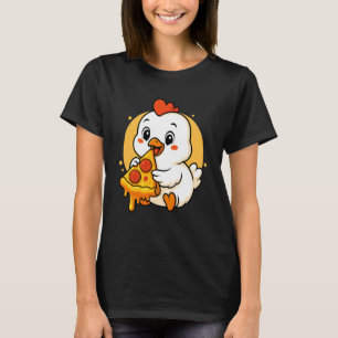 T-shirt Graphique de poulet drôle mangeant une pizza pour