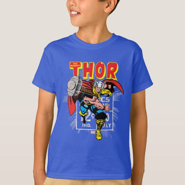 T-shirt Graphique de prix de bande dessinée Thor Retro (Devant)