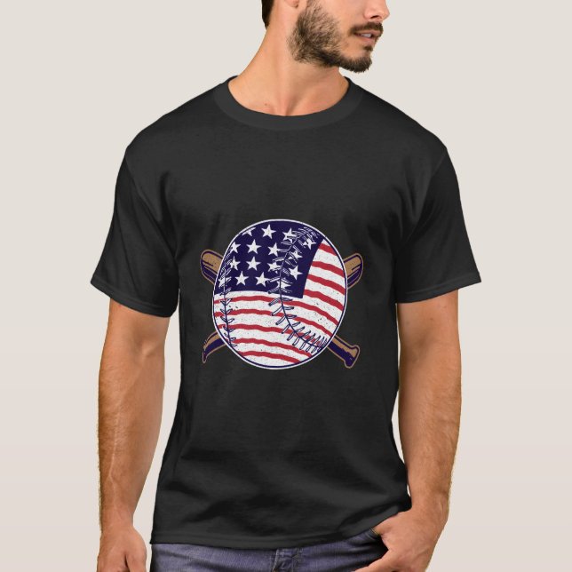 T-shirt Graphique de softball du drapeau américain patriot (Devant)