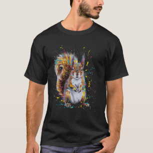 T-shirt Graphique d'écureuil de peinture coloré